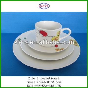 cheap four-piece ceramic dinner set with customized decal