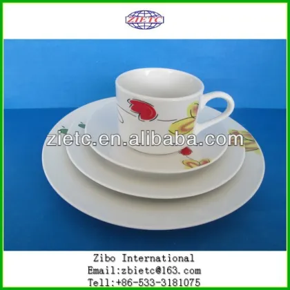 cheap four-piece ceramic dinner set with customized decal
