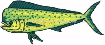 Embroidery Patches - Stick on Attractive Mahi-Mahi Fish Factory Supply (Patch/Emblem/Badge/Label/Crest/Insignia)