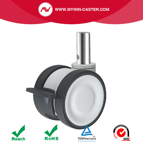 Wszystkie plastikowe koła medyczne okrągłe okrągły trzask trzonu z Brake Twin Casters