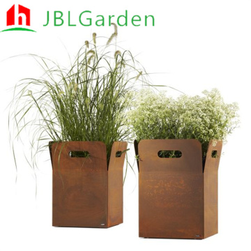 35 Inch Tall Square Cor-Ten Steel Planter