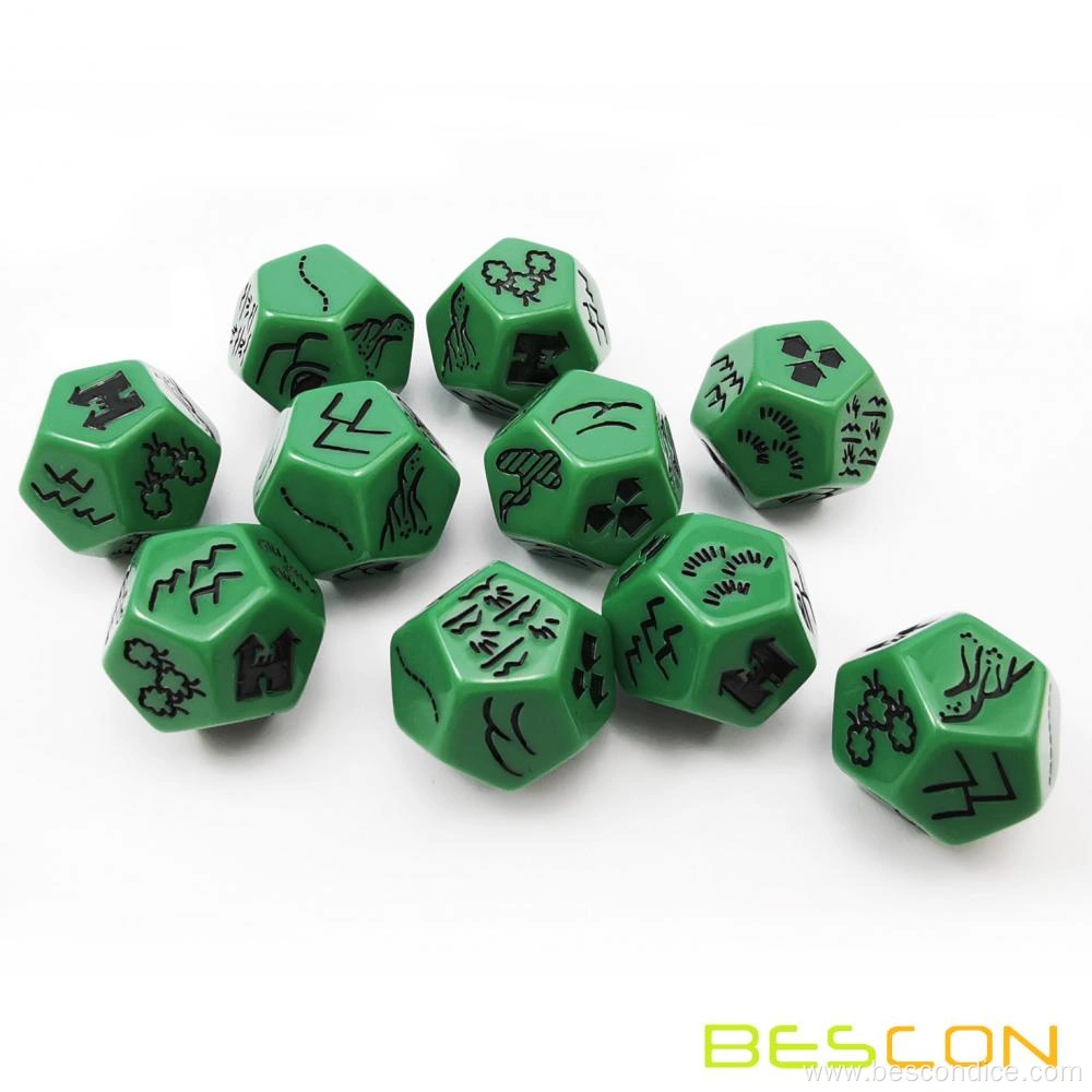 Bescon Mineral Rocks GEM VINES Polyhedral D&D Dice Set - 7-Piece Emerald RPG Dice For Dungeons & Dragons