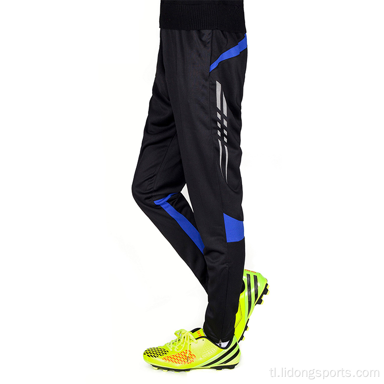 Pasadyang murang zipper bulsa polyester soccer mahabang pantalon