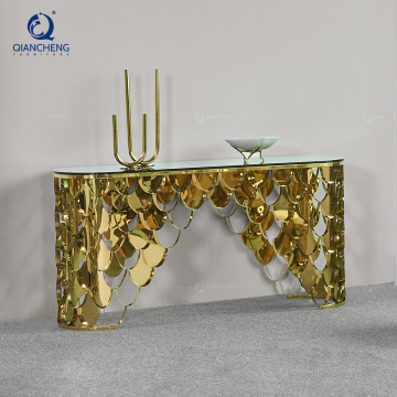 Luksusowy stół konsolowy Gold Glass