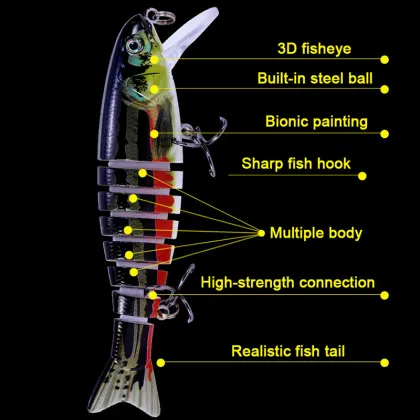 10cm 17g Multi-Jointed Swimming Fish Lure with Treble Hooks