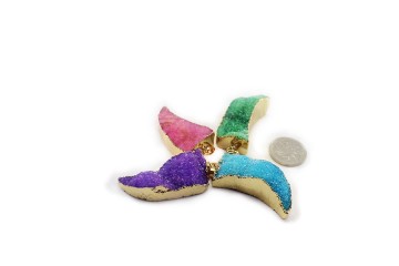 Pendant, PTP-A137 Fashion Jewelry Natural Amethyst Crystal Gem Shape Stones Precious Gold Pendant