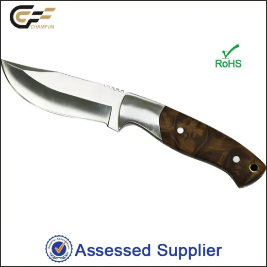 Unique high quality 3Cr13 stainless steel fixed blade figured sycomore handle hunting knife/knives