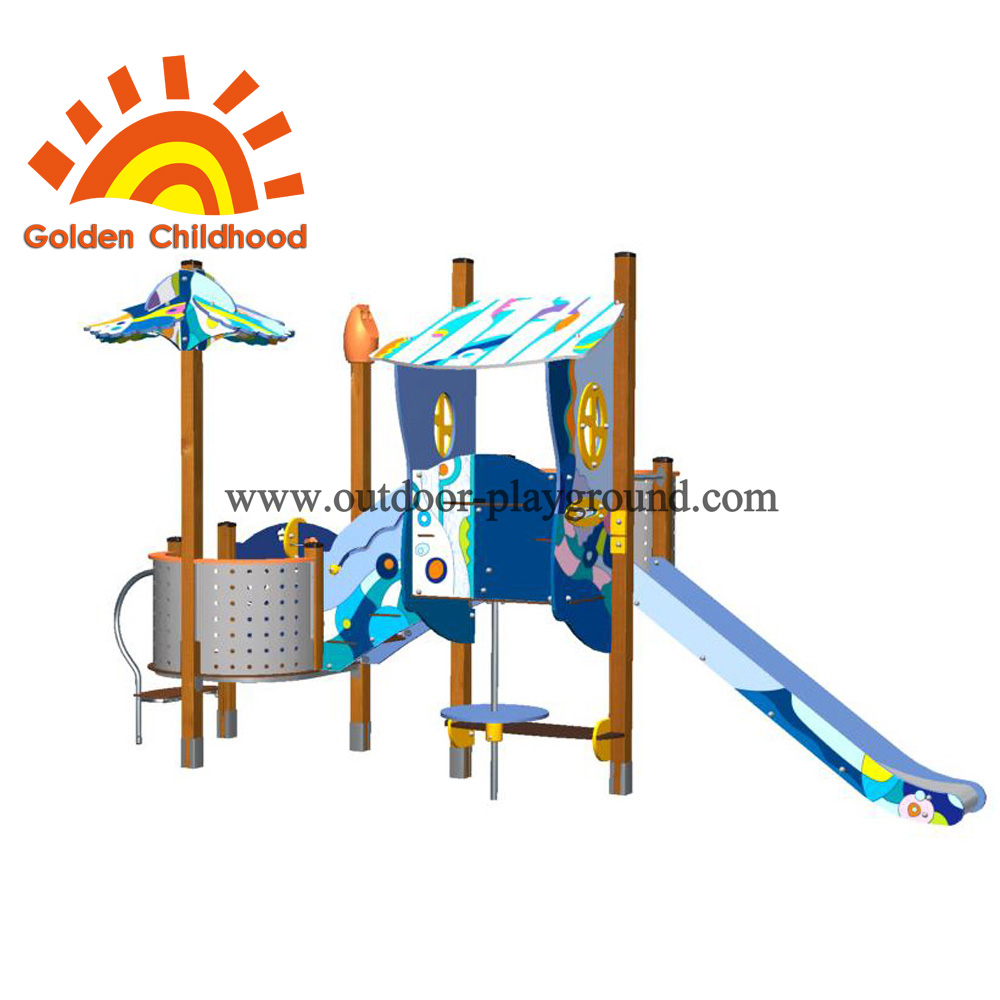 Slide With Playhouse Outdoor Playground Equipment For Sale