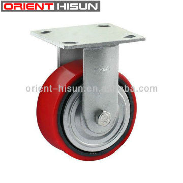 Black Cast Iron Red PU Dual Ball Bearing Industrial Caster Wheel With PU