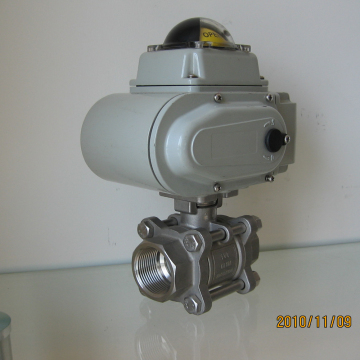 China made 3 pieces thread connection ss304 motorized ball valve by double action