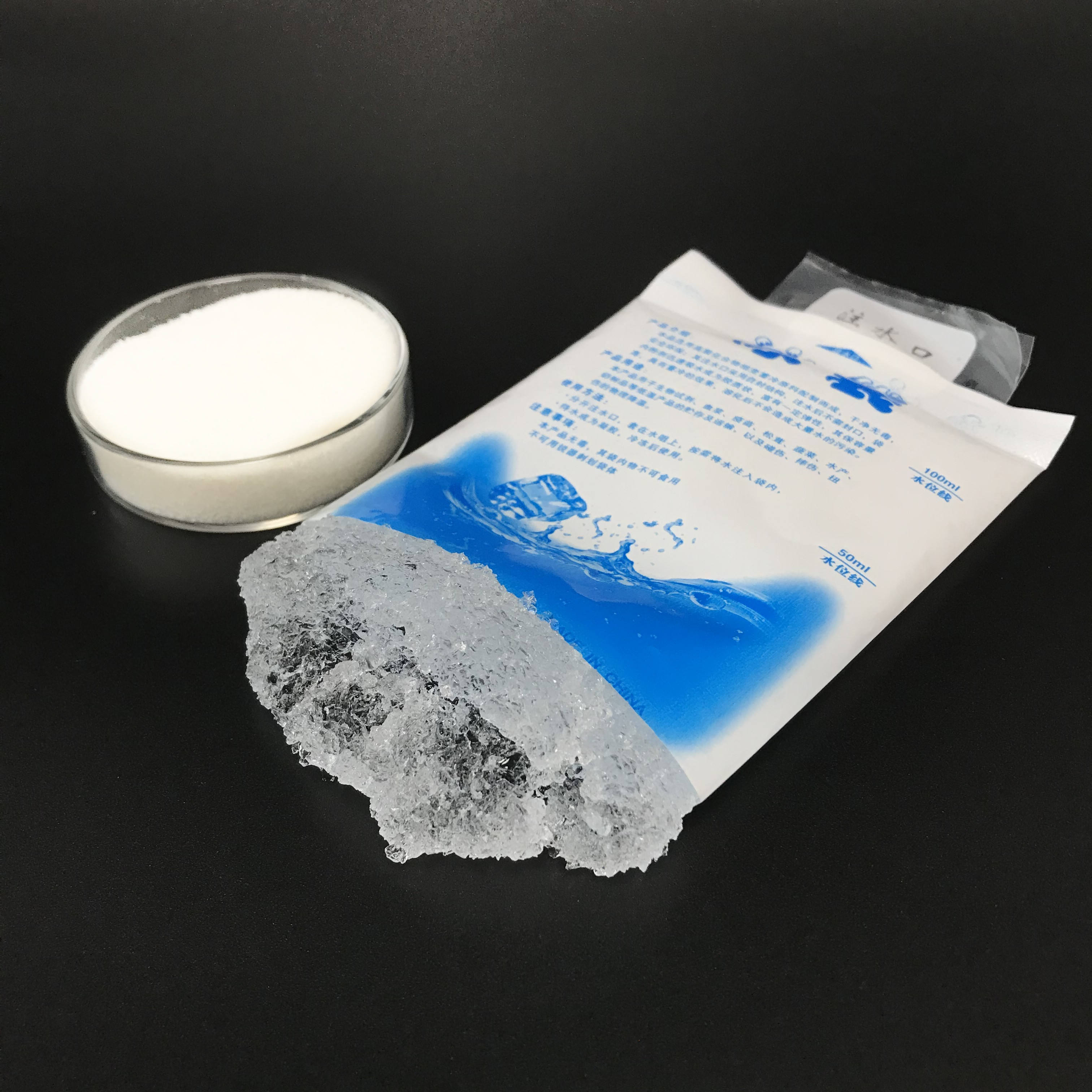 Cristalli polimerici super assorbenti per gel Ice Pack