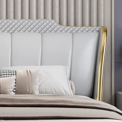 modern leather royal bed with storage