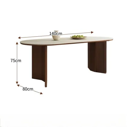 Wholesale Waterproof Modern Oval Wood Dining Table Dark Elm Wood