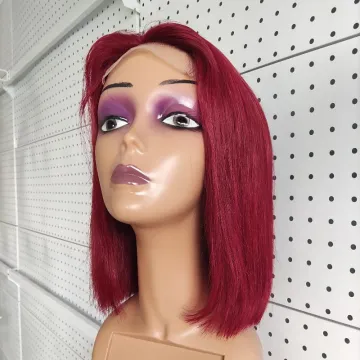 Factory customized bob wig color 1b and 99j Brazilian hair lace frontal virgin human hair wig,short color wigs for women