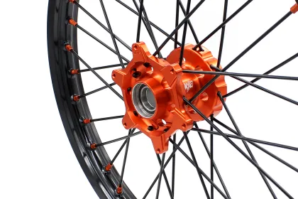 KKE Motorcycle Dirt Bike Wheels for KTM 125/450 EXC SX-F - Orange Hub Black Rim