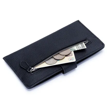 Ladies Long Cowhide Ultra-Thin Large Capacity Mobile Phone Wallet