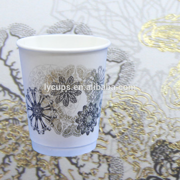 Customized Print 8oz bulk double walled pe paper coffee cups