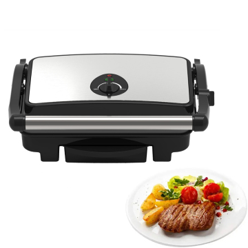 Electric Panini Maker with Adjustable Temperature Control, Nonstick Surface, and Healthy Grilling Option for 2 Slices - Floating Hinge Design