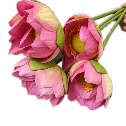 Artificial Lotus Flower Stem - Faux Water Lily Blossom Branch for Decor