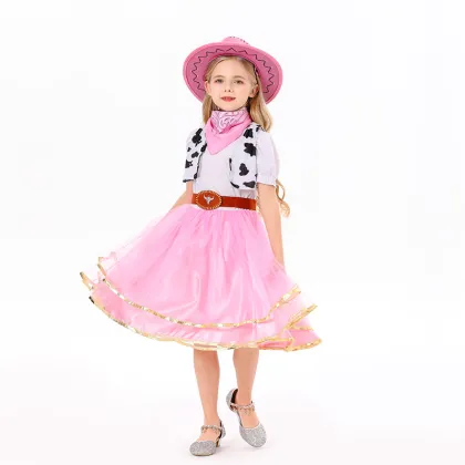 New Children's Princess Cosplay Costume with Denim Skirt for Masquerade