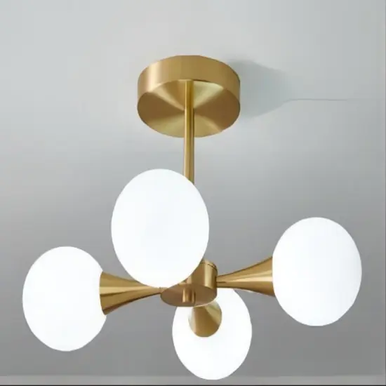 Modern Nordic Gold Glass Chandelier Ceiling Light for Bedroom
