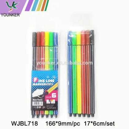 6 colors Triangle pole Fine Line Marker