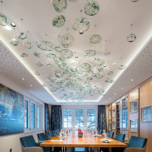 Gallery lobby green crystal glass clear chandelier