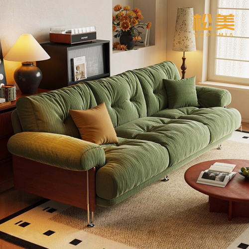 Модульный диван из синели оливково-зеленого цвета