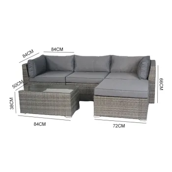 Contemporary L-Shaped Rattan Wicker Lounge Sofa Set