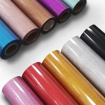 Hot Sale Rolls Custom Glitter Pearl Heat Plastic Barley Tank Transfer Vinyl For Clothing HTV Glitter