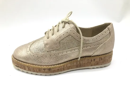 Women's Lace Up Platform Brogue Flats Shoes