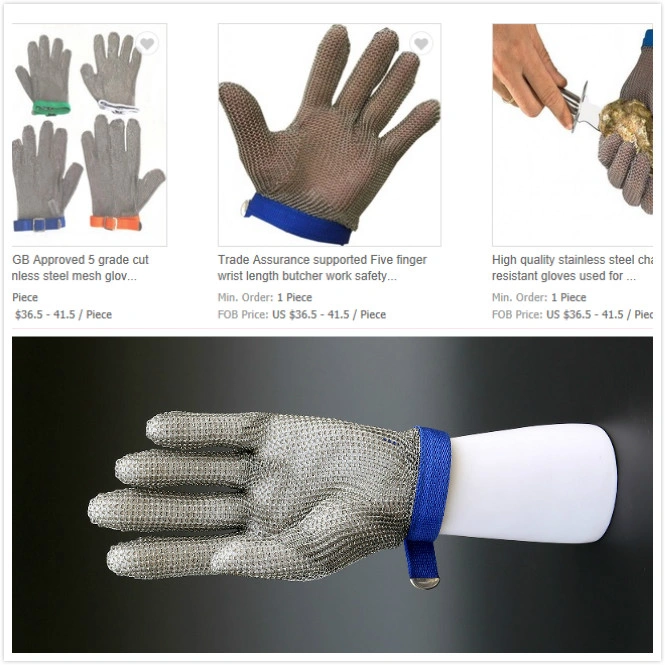 Chain mail gloves with EVA strap China Manufacturer