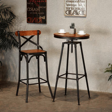 Commercial Wood Top Metal Leg Bar Tables for Restaurants and Kitchens