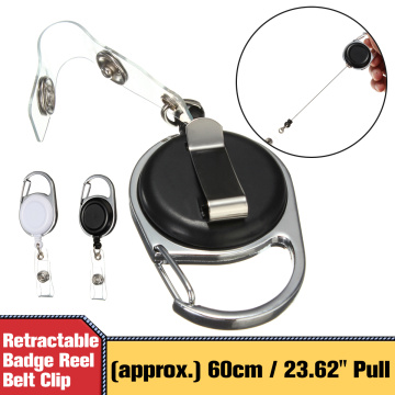 Kicute 1pc Retractable Pull Key Ring ID Badge Lanyard Name Tag Card Holder Recoil Reel Belt Clip Metal Housing Plastic Covers