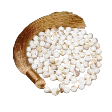 Mala 108 Necklace with Mother of Pearl: A Prayer Bead for Meditation