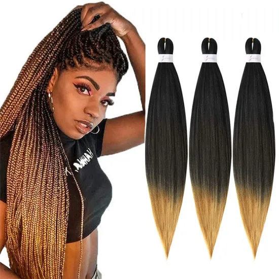 Pre Stretched Braiding Hair Extensions Ombre Easy Braids Hair Hot Water Setting Itch Free 26inch 90g Synthetic Fiber Braid