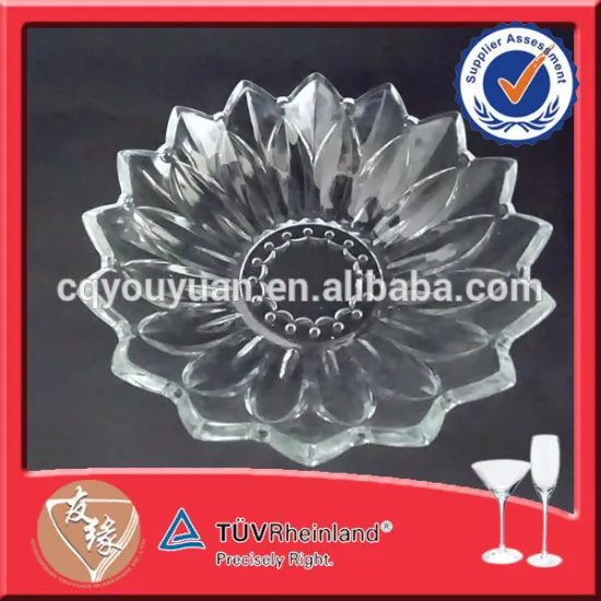 Food Grade Clear Glass Fruit Plate Lotus Glassware