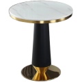 Mesa de café de mármore de luxo moderno com base de ouro