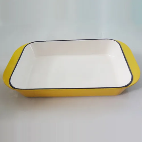 Yellow Enamel Cast Iron Rectangular Baking Dish