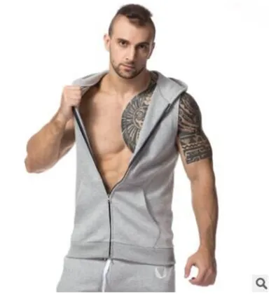 Wholesale New Fashion Plain Zip men Hoodies