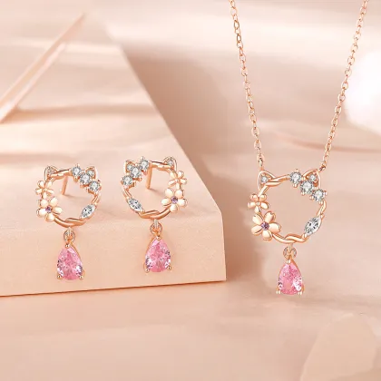 Wholesale Pink Zircon Sterling Silver Stud Earrings for Women