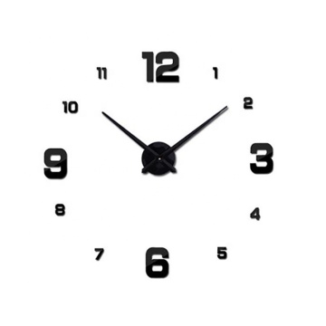 Modern Frameless DIY Large 3D Wall Clock with Mirror Numbers for Home/Office Decor