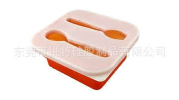 Collapsible Silicone lunch box food containers with spoon