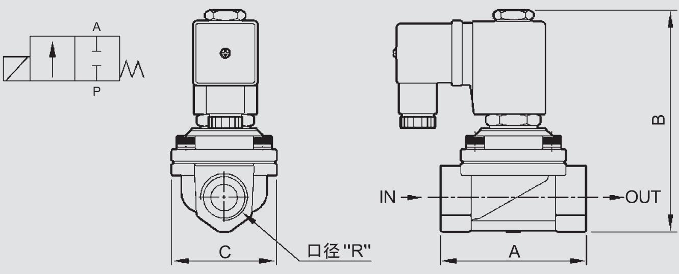 PU220 Series Solenoid Valve Dimension