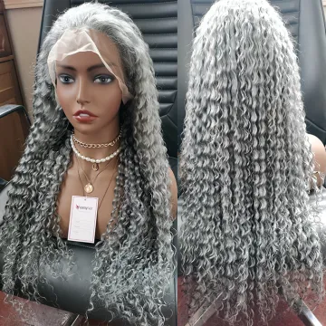 Pre plucked colored curly wigs transparent hd lace frontal grey wigs 100 human hair lace front brazilian gray human hair wigs