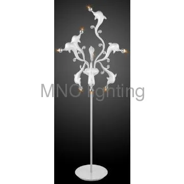 8 lights LED dolphin floor lamp, iron painted with white