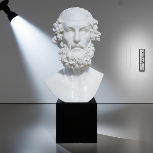 Greek Marble Bust with Ancient Script Handmade Museum