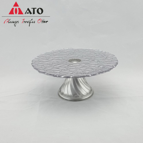 Silver pattern clear cake stand with spray color