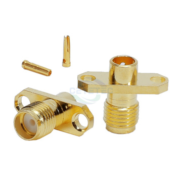 SMA RF Socket Konektor Koaksial 2-Hole Flange Mount untuk Kabel RG405