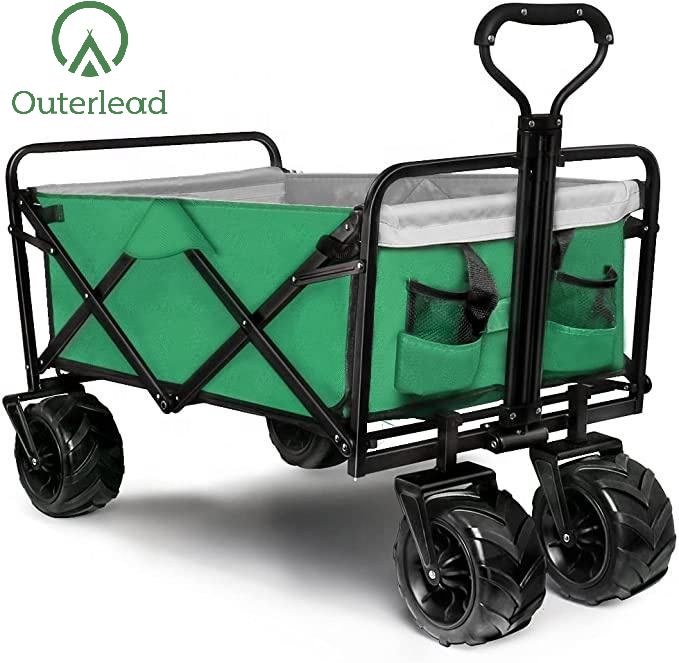 Wagon de plage pliable de camping OUTERLEAD avec des porte-gobelets